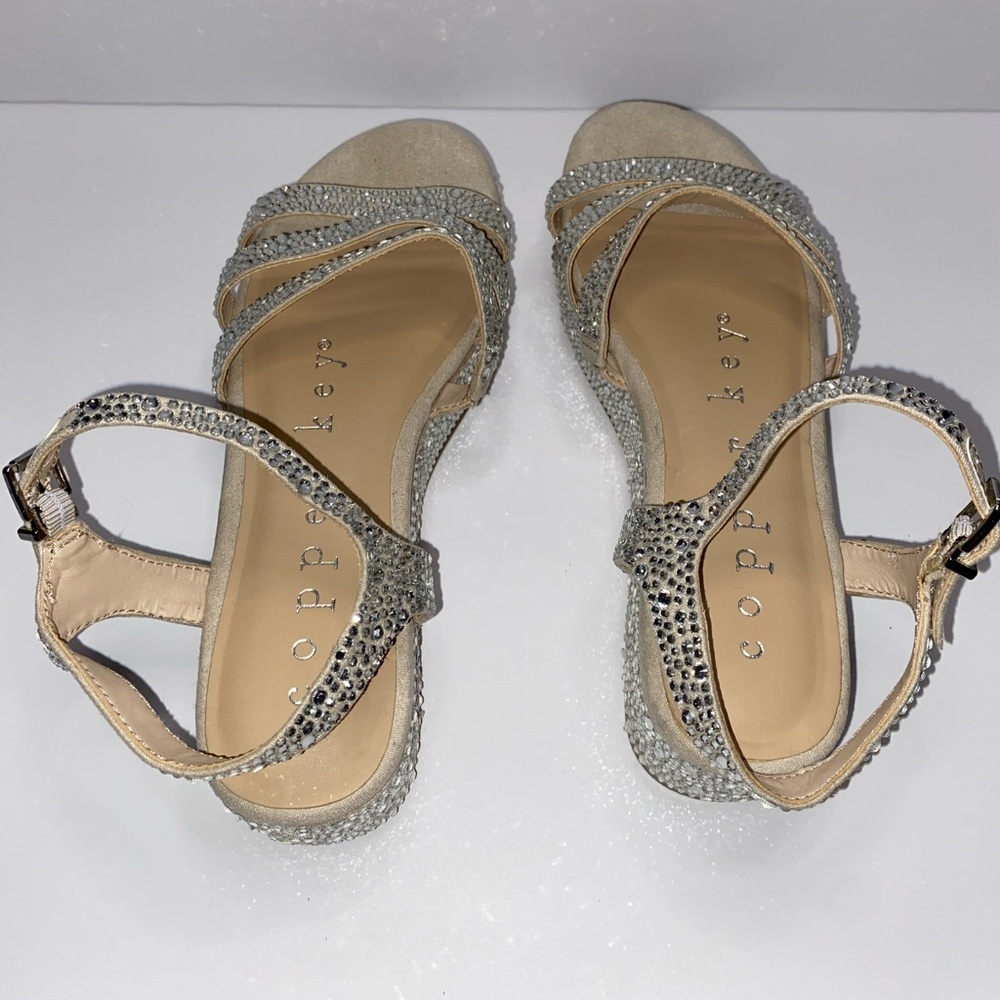 Copper Key Silver Rhinestone Platform Sandals Siz… - image 6